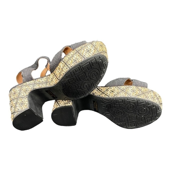 Lov Mark Denim Wicker Platform Sandals NWOT - Picture 7 of 8